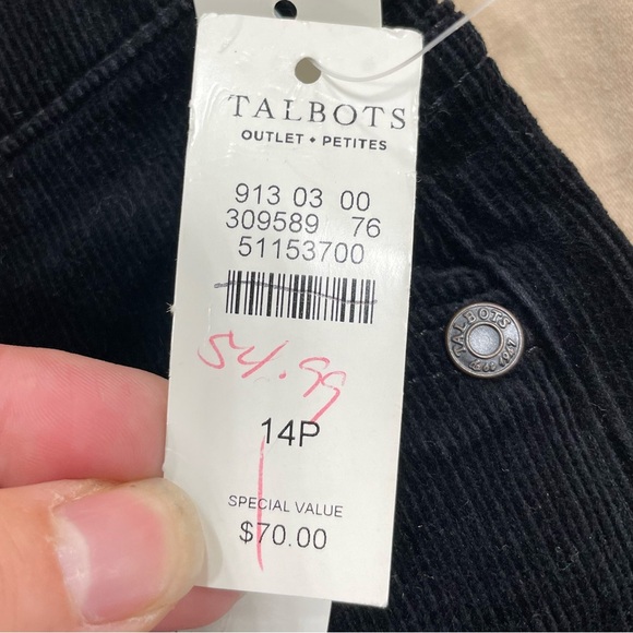 TALBOTS Black Simply Flattering 5-Pocket Corduroy Pants Size 14P NWT - Picture 3 of 7